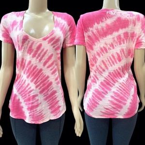 Victoria’s Secret PINK Tie Dye Cotton Blend Soft T-shirt Shirt Top -Pink